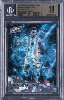 2016 Panini Fathers Day Collection Cracked Ice #13 Lionel Messi (#09/25) - BGS PRISTINE 10